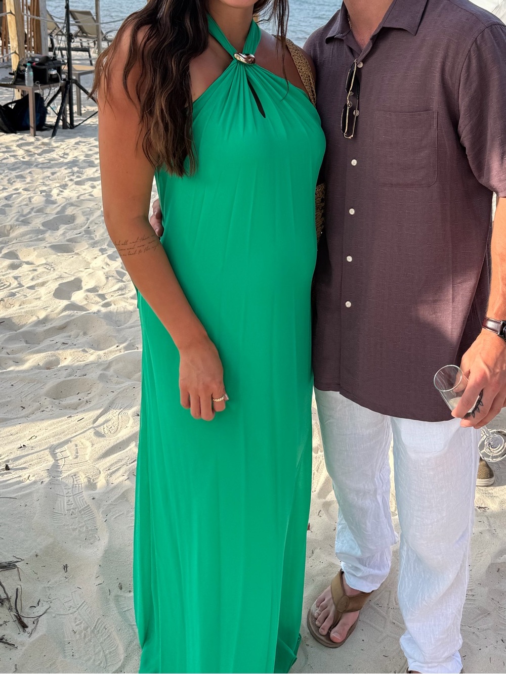 Xscape Green Halter Maxi Dress with Twist Detail 4